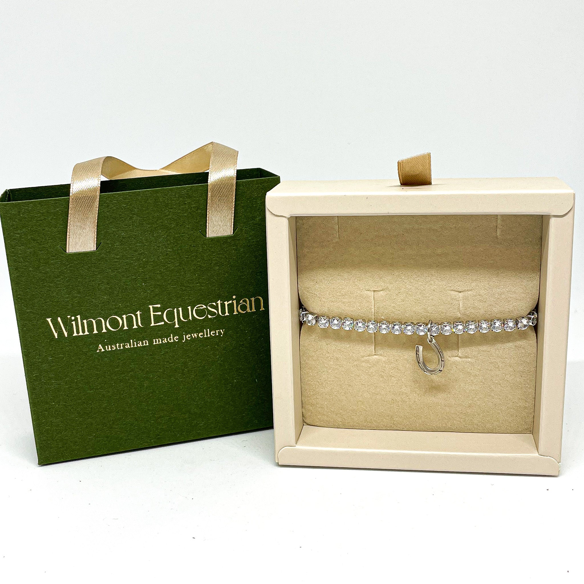 Swarovski crystal silver bracelet with horse shoe