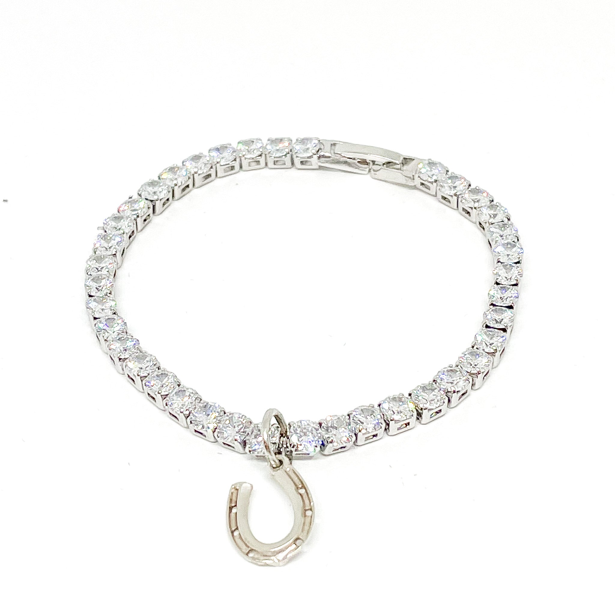 Swarovski crystal silver bracelet with horse shoe