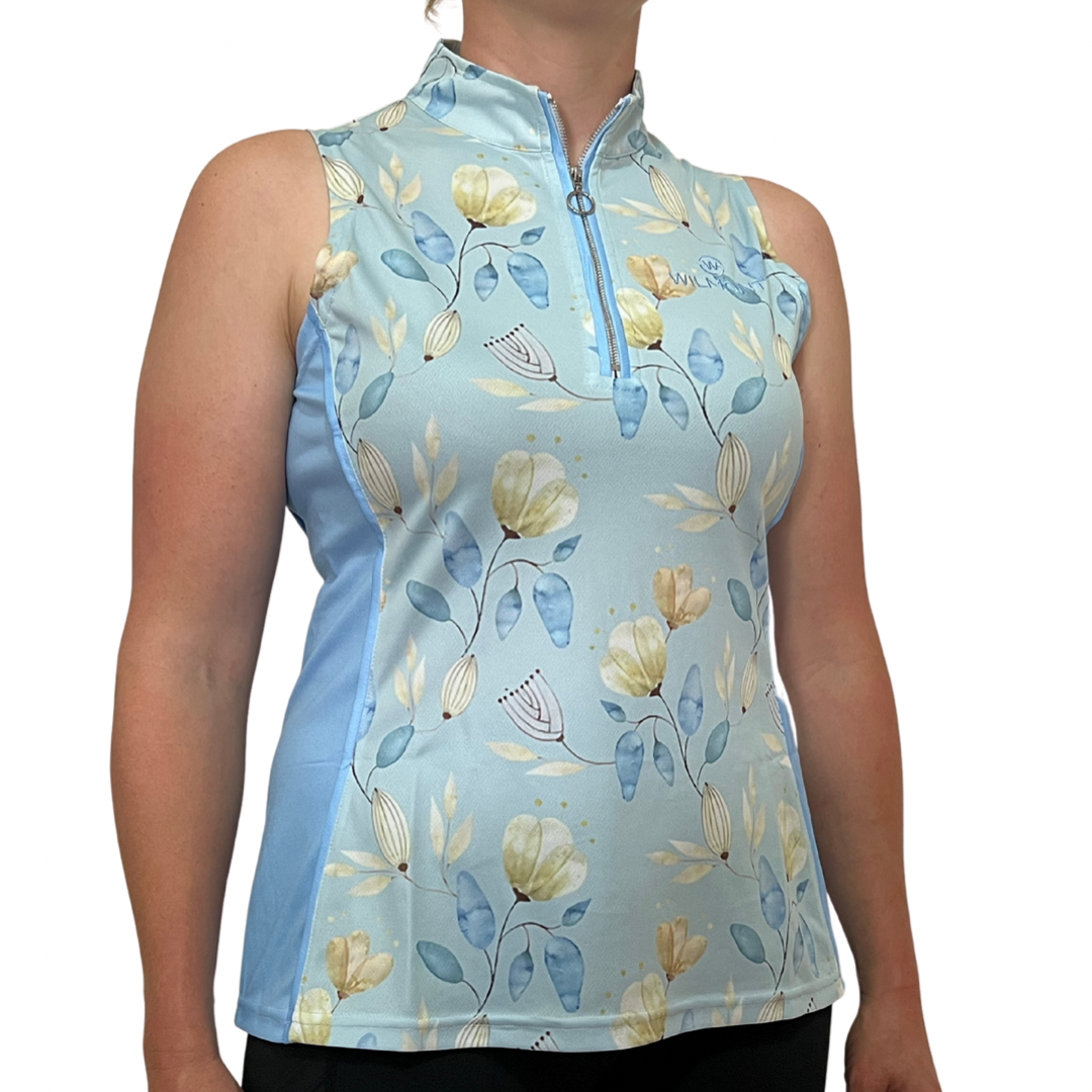 Sleeveless Cooling shirt light blue floral