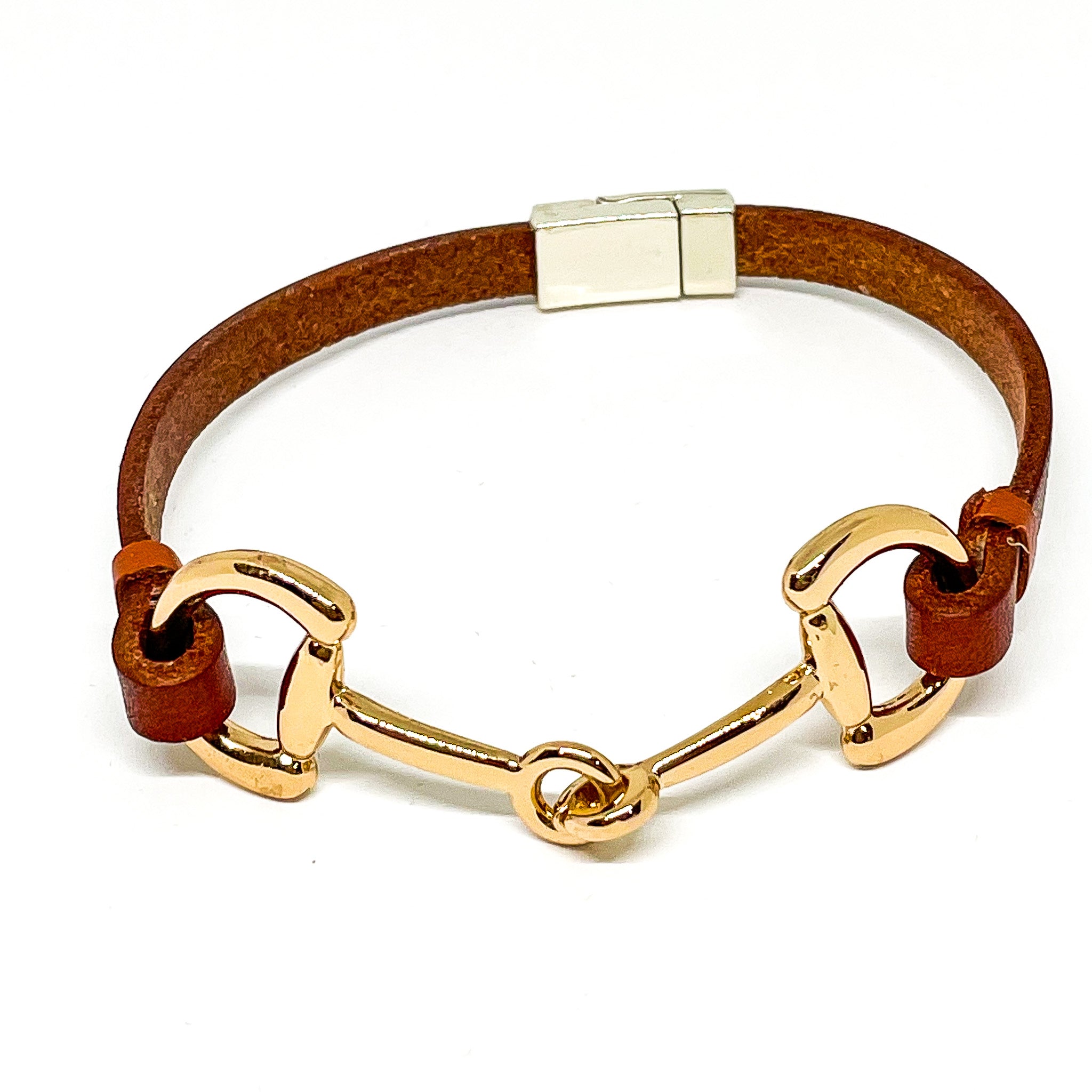 Single strand leather bracelet with bit