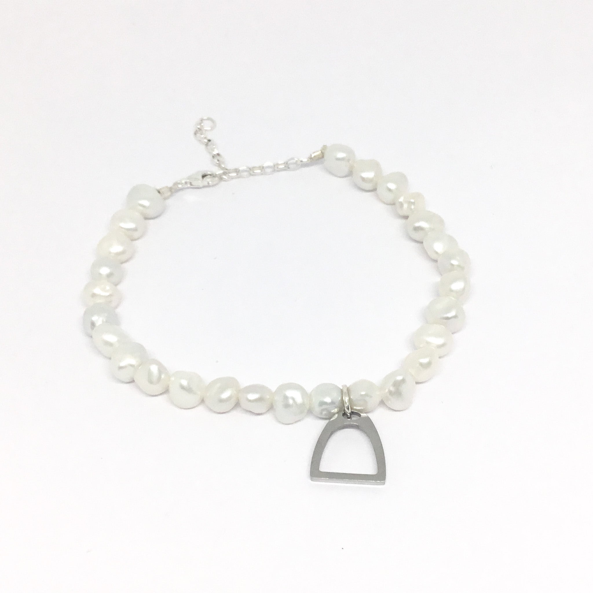 Keshi Pearl Bracelet with stirrup charm